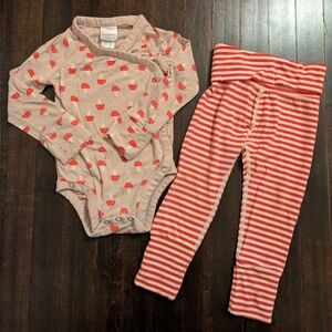 Hanna Andersson Baby Layette Wrap Top & Wiggle Pants - Mushrooms and Stripes